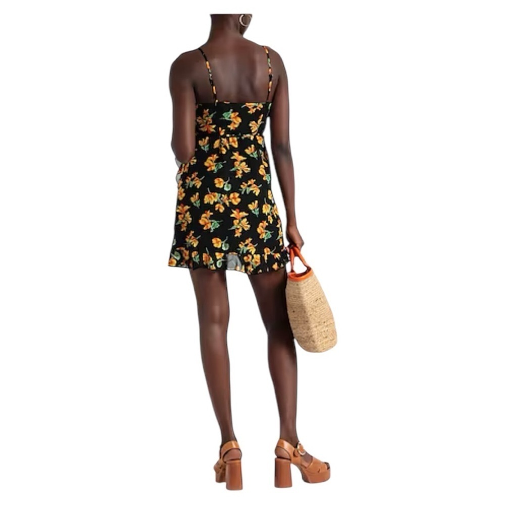 TOPSHOP black floral wrap minidress size 8 NWT B-17 - Picture 7 of 7